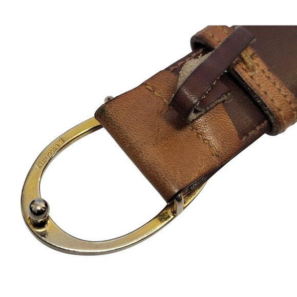 Vintage Gucci Leather Belt Oval Logo Brass Buckle - Picture 5 of 10